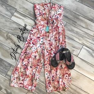 Flower Garden Strapless Crop Jumpuit